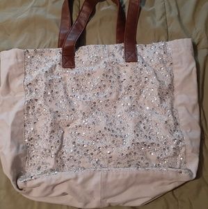 Merona Sequin Tote w/brown handles